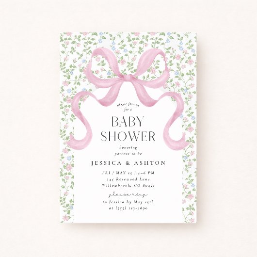 Pink Bow Cotattecore Blumenbaby Dusche Einladung