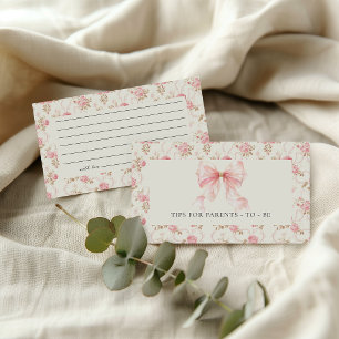 Pink Bow Cottage Eltern-Tipps Baby Shower Beilage Mitteilungskarte