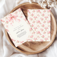 Pink Bow Cottage Floral Girl Virtuelle Babyparty