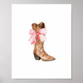 Pink Bow Cowgirl Boot Girly Western Wall Art Poster (Vorne)