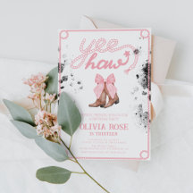 Pink Bow & Cowgirl Boots Coquette Western Geburtst