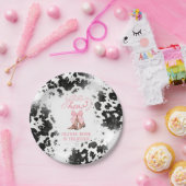 Pink Bow & Cowgirl Boots Coquette Western Geburtst Pappteller (Party)