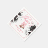 Pink Bow & Cowgirl Boots Coquette Western Geburtst Serviette (Ecke)