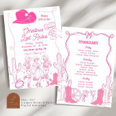 Pink Bow Cowgirl Letztes Rodeo Bachelorette Wochen Einladung