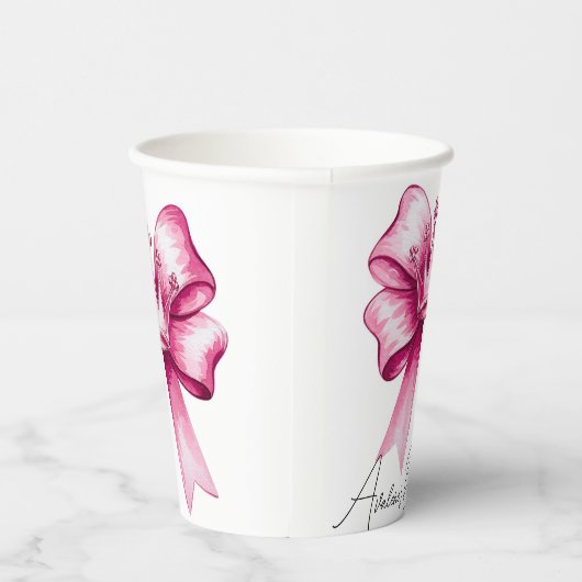 Pink Bow & Crown Baby Dusche Feier Pappbecher (Rechts)