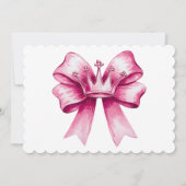 Pink Bow & Crown Girl Showrennen Einladung (Rückseite)