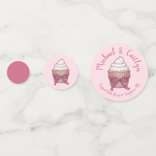 Pink Bow Cupcake Liebe Cake Wedding Programm Konfetti (Vorderseiten)
