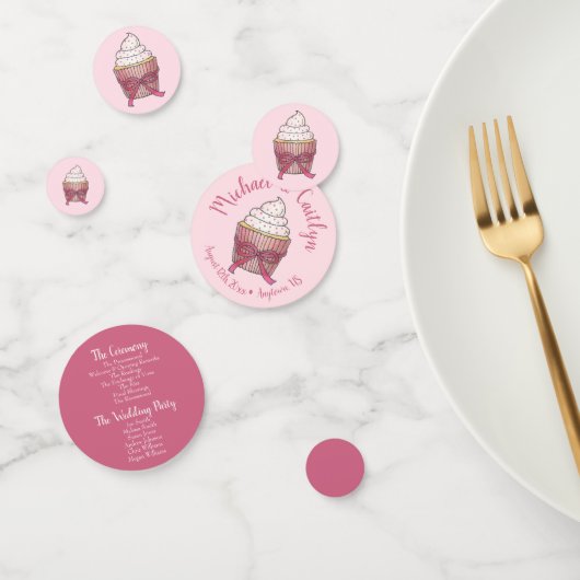 Pink Bow Cupcake Liebe Cake Wedding Programm Konfetti (Gruppe)