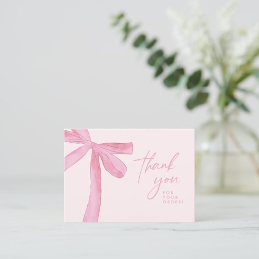Pink bow Custom business Handlettering Visitenkarte (Stehend Vorderseite)