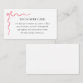 Pink Bow Custom Encryption Card Begleitkarte (Vorne/Hinten)