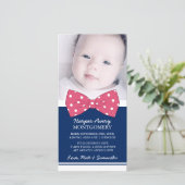 Pink Bow Custom Foto Babydusche Vielen Dank Dankeskarte (Stehend Vorderseite)