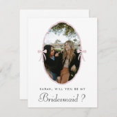 Pink Bow Custom Foto Sie werden meine Bridesmaid (Vorne/Hinten)