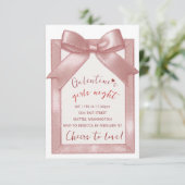 Pink Bow Custom Galentine's Party Invitation RSVP Karte (Stehend Vorderseite)