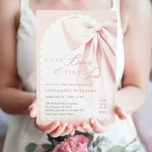 Pink Bow Cute Bows Baby Shower Invitation