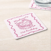 Pink Bow das Mädchen Herz Coquette Kuchen Geburtst Rechteckiger Pappuntersetzer (angewinkelt)