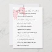 Pink Bow, der das Bride Game kennt - Brautparty Mitteilungskarte (Vorderseite)