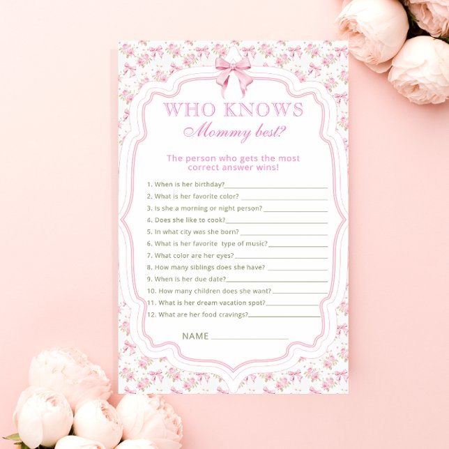 Pink Bow, der Mommy Best Baby Shower Game kennt (Von Creator hochgeladen)