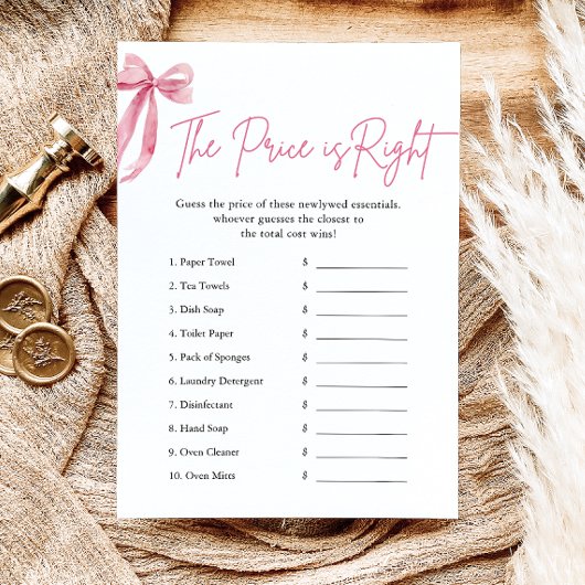 Pink Bow Der Preis ist das richtige Brautparty Einladung