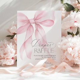 Pink Bow Diaper Raffel Minimalistische Babydusche Poster