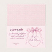 Pink Bow Diaper Raffle Card for Baby Shower (Außenseite Aufgefaltet)