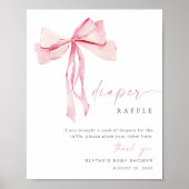 Pink Bow Diaper Raffles Sign Coquette Girl Blush Poster (Vorne)