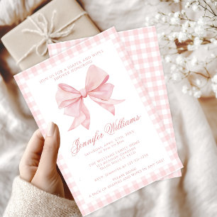 Pink Bow Diaper und Wipes Baby Girl Dusche Einladung