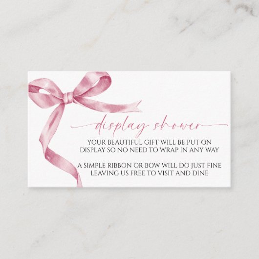 Pink Bow Display Babyduschenkarte Begleitkarte (Vorderseite)