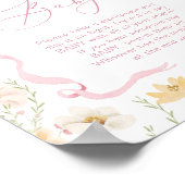 Pink Bow Dont Say Baby Wildflower Baby shower Poster (Ecke)