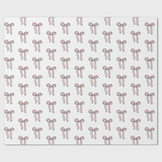 Pink Bow Doodle Geschenkpapier (Flach)
