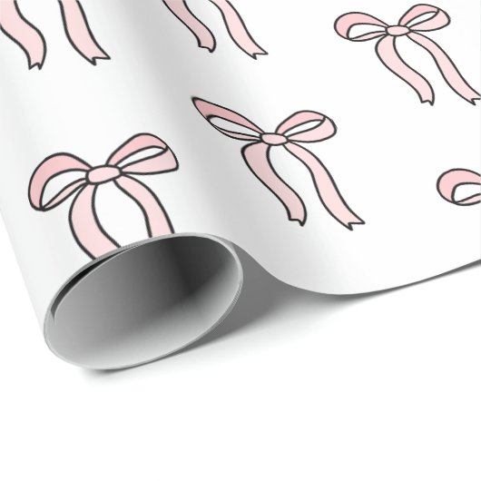 Pink Bow Doodle Geschenkpapier (Rolleneckpunkt)