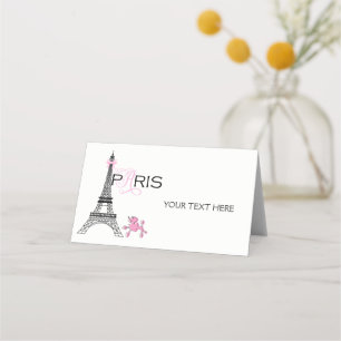 Pink Bow Eiffel Tower Paris France Poodle Party Platzkarte