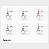 Pink Bow Eiffel Tower Paris France Poodle Party Runder Aufkleber (Blatt)