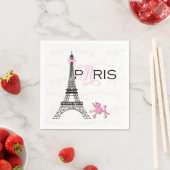 Pink Bow Eiffel Tower Paris France Poodle Party Serviette (Beispiel)
