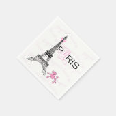 Pink Bow Eiffel Tower Paris France Poodle Party Serviette (Ecke)