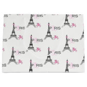Pink Bow Eiffel Tower Paris Frankreich Poodle Chic Große Geschenktüte (Vorderseite)