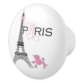 Pink Bow Eiffel Tower Paris Frankreich Poodle Chic Keramikknauf (Rechts)