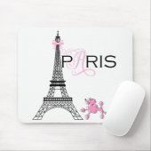 Pink Bow Eiffel Tower Paris Frankreich Poodle Chic Mousepad (Mit Mouse)