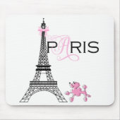 Pink Bow Eiffel Tower Paris Frankreich Poodle Chic Mousepad (Vorne)