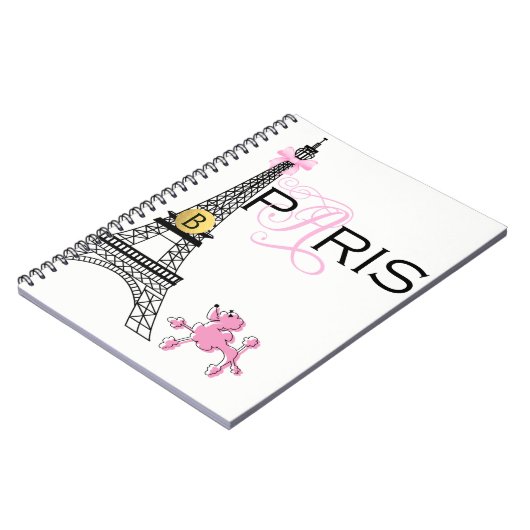 Pink Bow Eiffel Tower Paris Frankreich Poodle Chic Notizblock (Linke Seite)