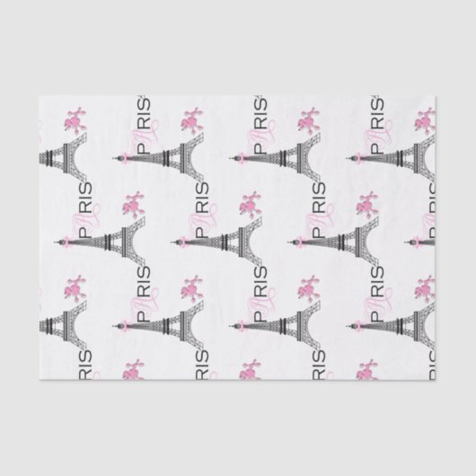 Pink Bow Eiffel Tower Paris Frankreich Poodle Chic Seidenpapier (Vorderseite)