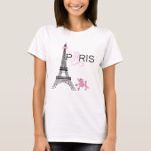Pink Bow Eiffel Tower Paris Frankreich Poodle Chic T-Shirt (Vorderseite)