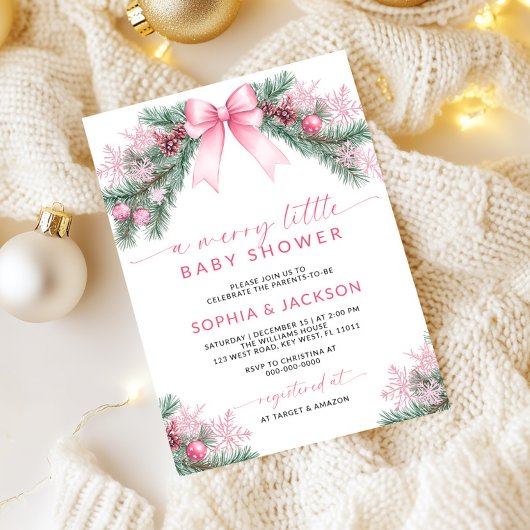 Pink Bow eine fröhliche kleine Babydusche Einladun Einladung