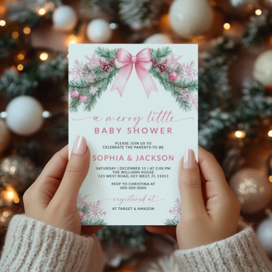 Pink Bow eine fröhliche kleine Babydusche Einladun Einladung