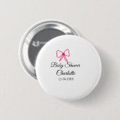 PINK BOW EINFACHE BABY DUSCHE HINZUFÜGEN NAME DATU BUTTON (Vorne & Hinten)