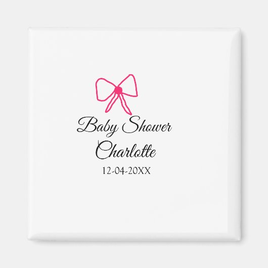 PINK BOW EINFACHE BABY DUSCHE HINZUFÜGEN NAME DATU MAGNET (Vorne)