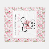 Pink Bow Eingetragener Nurse-Abschluss Fleecedecke (Vorderseite (Horizontal))