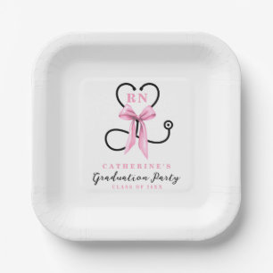 Pink Bow Eingetragener Nurse-Abschluss Pappteller