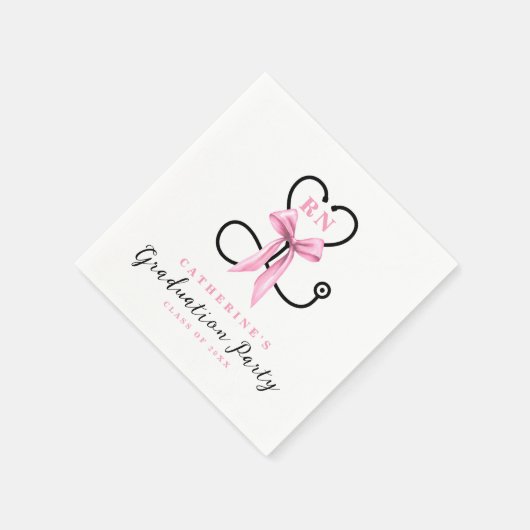 Pink Bow Eingetragener Nurse-Abschluss Serviette (Ecke)