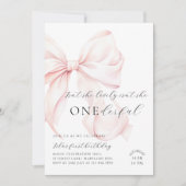 Pink Bow Einladung zum ersten Geburtstag (Vorderseite)