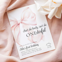 Pink Bow Einladung zum ersten Geburtstag